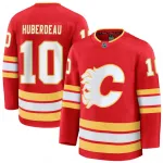 Camisa Premium Vermelha de Casa dos Calgary Flames de Jonathan Huberdeau para Homem