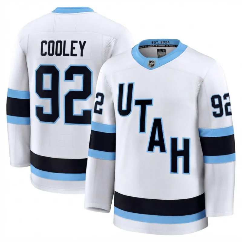 Maglia da gioco Premium da uomo Logan Cooley Utah Mammoth bianca (trasferta)