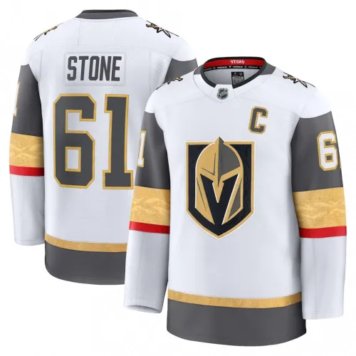 Camisa Premium Branca de Visitante dos Vegas Golden Knights para Homem, de Mark Stone
