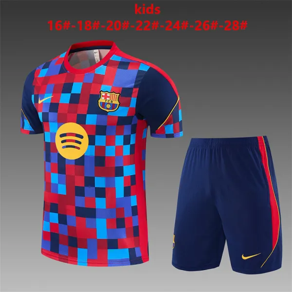 26/27 Barcelona Camo Training Kids Kit Red/Blue - A-Grade Quality Detail View