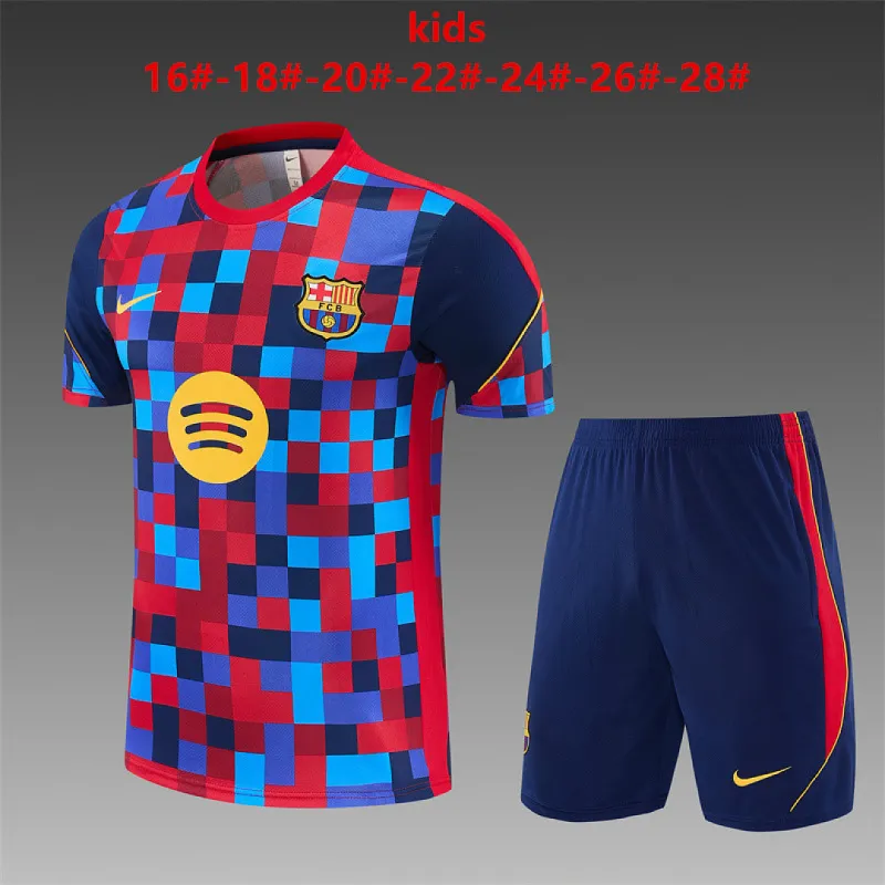 26/27 Barcelona Camo Training Kids Kit Red/Blue