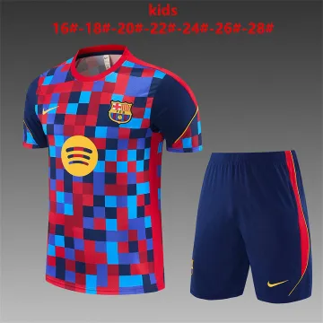 26/27 Barcelona Camo Training Kids Kit Red/Blue