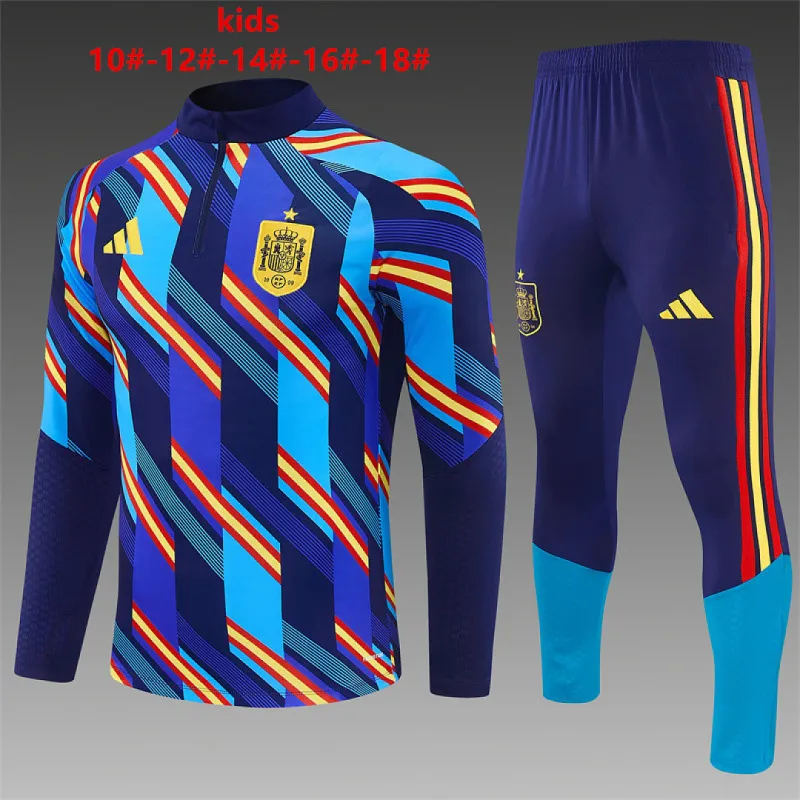 2026 Spain Camo Kids Half-zip Tracksuit Royal Blue
