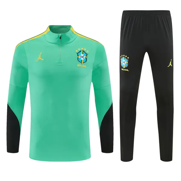 2026 Brazil Jordan Collaboration Half-zip Tracksuit Light Green - A-Grade Quality Detail View