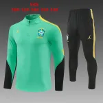 2026 Brazil Jordan Collaboration Kids Half-zip Tracksuit Light Green