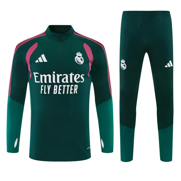 26/27 Real Madrid Half-zip Tracksuit Dark Green/Pink - A-Grade Quality Detail View