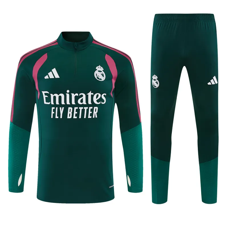 26/27 Real Madrid Half-zip Tracksuit Dark Green/Pink