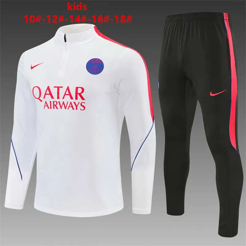 26/27 PSG Kids Half-zip Tracksuit White/Orange