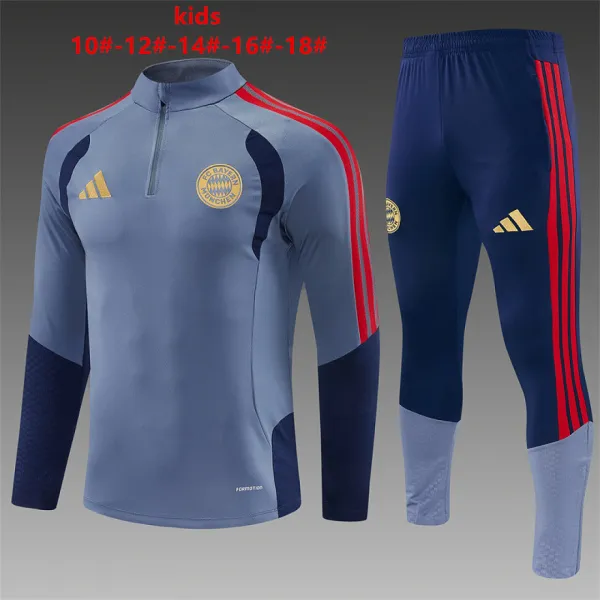 26/27 Bayern Munich Kids Half-zip Tracksuit Dark Gray - A-Grade Quality Detail View