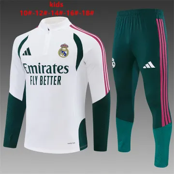 26/27 Real Madrid Kids Half-zip Tracksuit White/Green