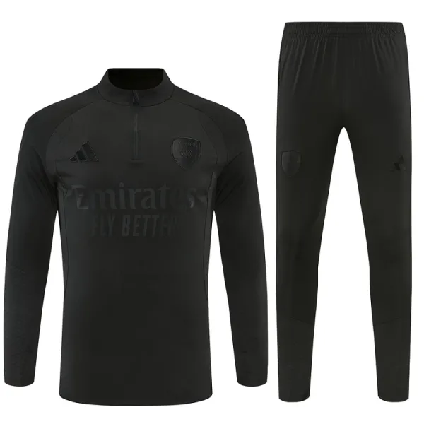 26/27 Arsenal All Black Half-zip Tracksuit - A-Grade Quality Detail View