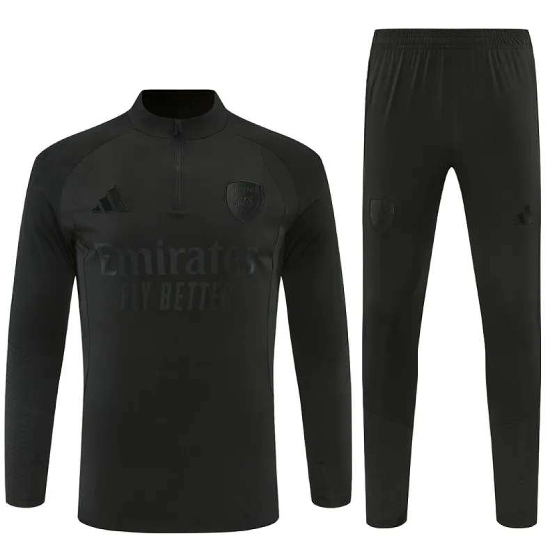 26/27 Arsenal All Black Half-zip Tracksuit
