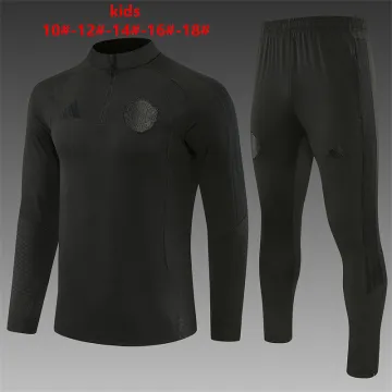 26/27 Manchester United All Black Kids Half-zip Tracksuit