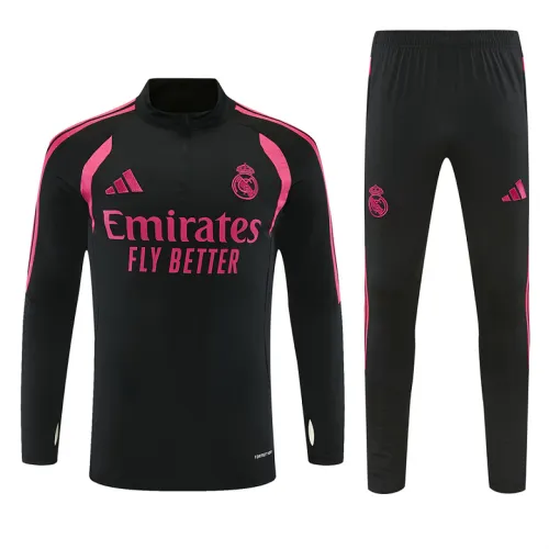 26/27 Real Madrid Half-zip Tracksuit Black/Pink
