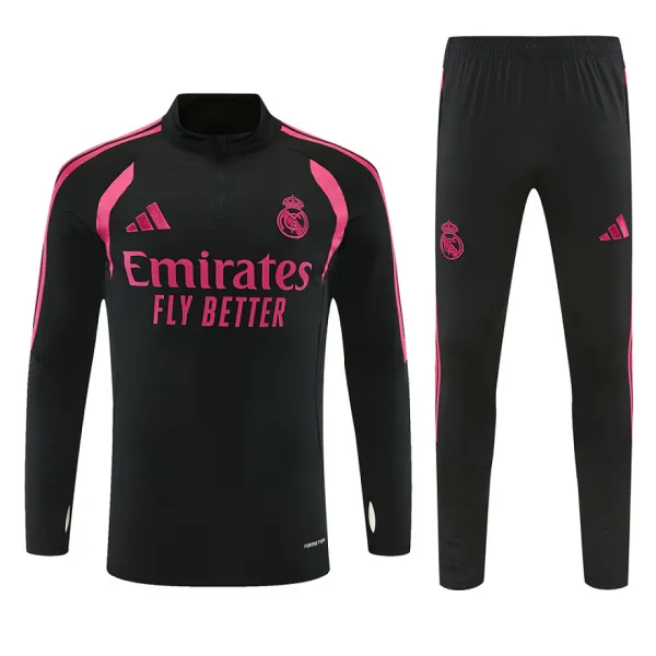 26/27 Real Madrid Half-zip Tracksuit Black/Pink - A-Grade Quality Detail View