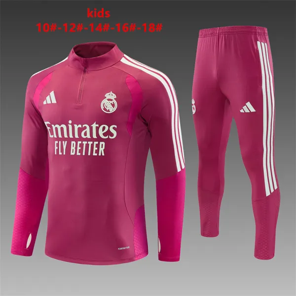 26/27 Real Madrid Kids Half-zip Tracksuit Pink - A-Grade Quality Detail View