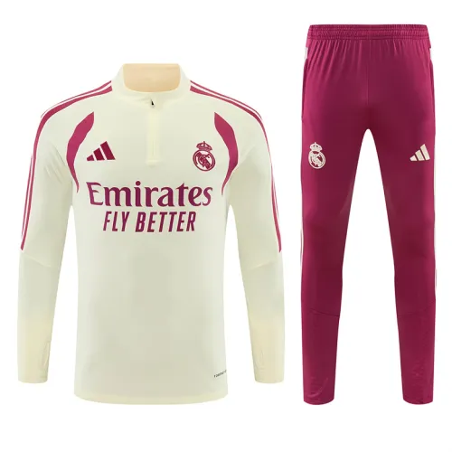 26/27 Real Madrid Half-zip Tracksuit Beige/Pink