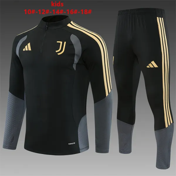 26/27 Juventus Kids Half-zip Tracksuit Black - A-Grade Quality Detail View