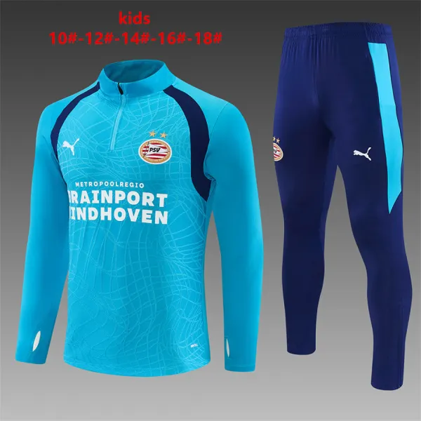 26/27 PSV Eindhoven Kids Half-zip Tracksuit Light Blue - A-Grade Quality Detail View