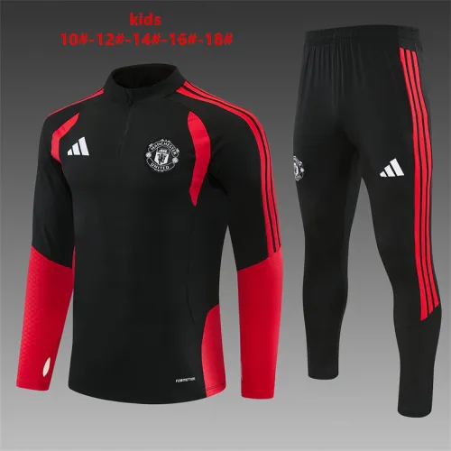 26/27 Manchester United Kids Half-zip Tracksuit Black
