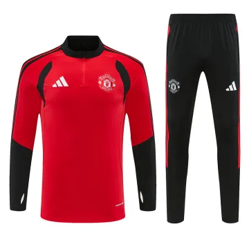26/27 Manchester United Black Collar Edition Half-zip Tracksuit Red