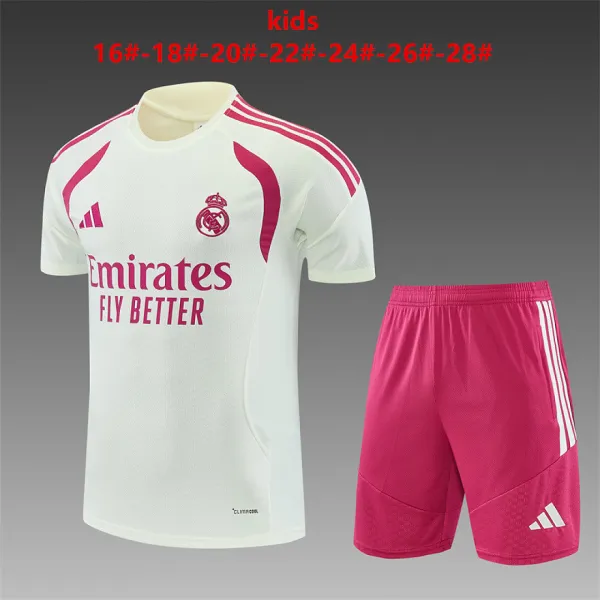 26/27 Real Madrid Training Kids Kit Beige/Pink - A-Grade Quality Detail View