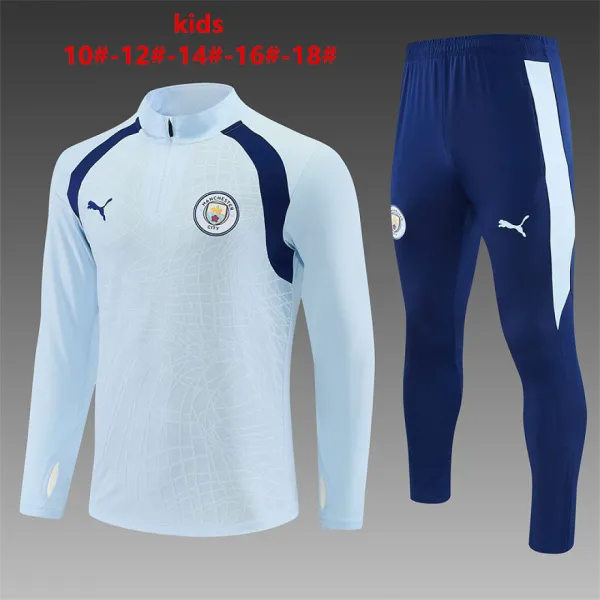 26/27 Manchester City Kids Half-zip Tracksuit Light Blue - A-Grade Quality Detail View