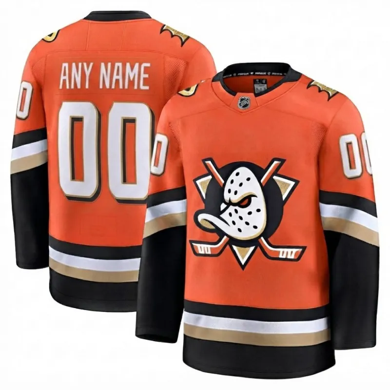 Men’s Anaheim Ducks Orange Home Premium Custom Jersey