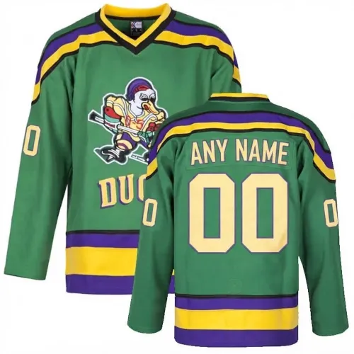 Men's Mighty Ducks Movie Green Ice Hockey Custom Jersey