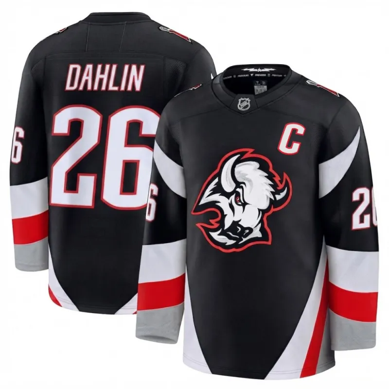 Maglia Premium alternativa nera da uomo dei Buffalo Sabres di Rasmus Dahlin