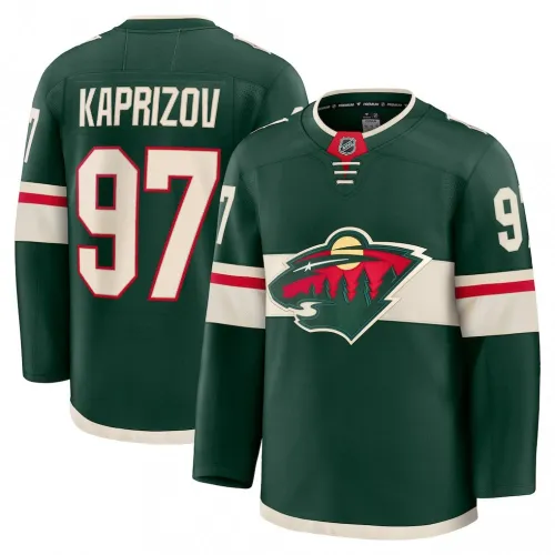 Camisa Premium Verde de Jogo em Casa do Minnesota Wild, de Kirill Kaprizov, para homem