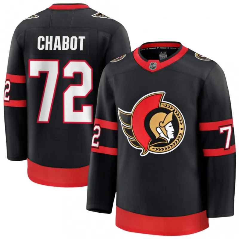 Camisola Premium Preta de Casa dos Ottawa Senators para Homem, de Thomas Chabot