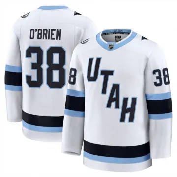 Camiseta de jugador Premium de visitante «Utah Mammoth» en color blanco de Liam O'Brien para hombre