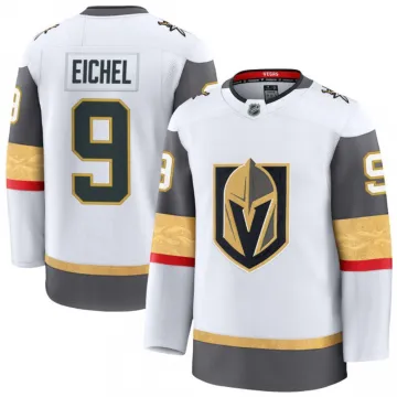 Camisola Premium Branca de Visita dos Vegas Golden Knights para Homem, de Jack Eichel