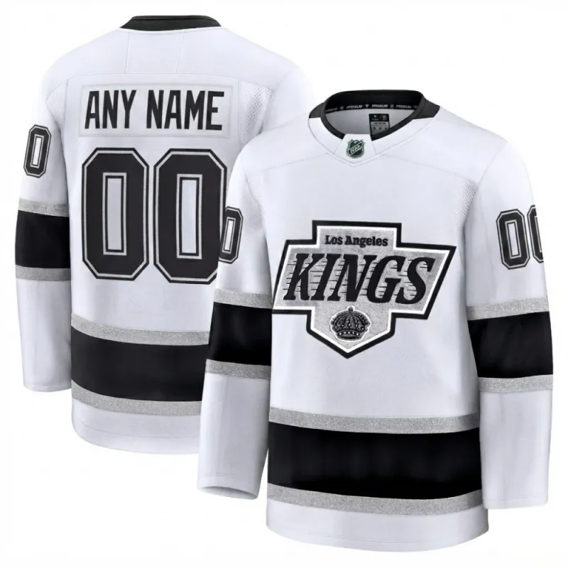 Men’s Los Angeles Kings White Away Premium Custom Jersey