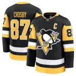 Maglia Premium da uomo Sidney Crosby dei Pittsburgh Penguins, nera, da casa