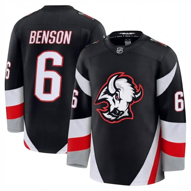 Maglia Premium nera alternativa da uomo dei Buffalo Sabres di Zach Benson