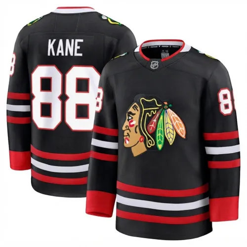 Maglia Premium alternativa nera da uomo dei Chicago Blackhawks di Patrick Kane