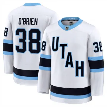 Camisa de jogador premium fora de casa branca do Utah Mammoth, de Liam O'Brien, para homem
