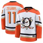 Camisa Premium Branca de Visitante dos Anaheim Ducks do Trevor Zegras para Homem