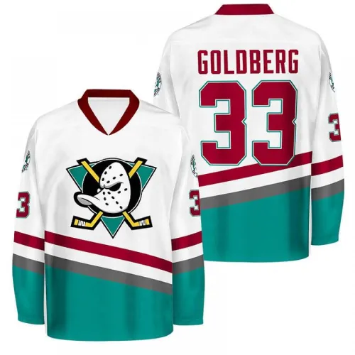 Maglia da uomo Greg Goldberg degli Anaheim Ducks, modello retrò 1996/97, bianca
