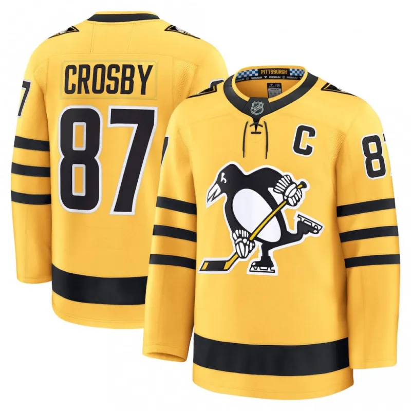 Sidney Crosby Men’s Pittsburgh Penguins Gold Alternate Premium Jersey
