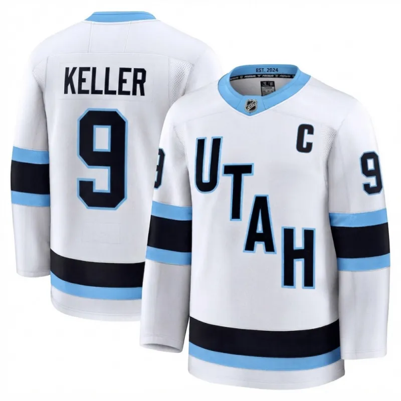 Clayton Keller Herren-Trikot „Utah Mammoth White“ (Auswärtstrikot) der Premium-Spieler-Serie
