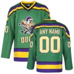 Men's Mighty Ducks Movie Green Ice Hockey Custom Jersey