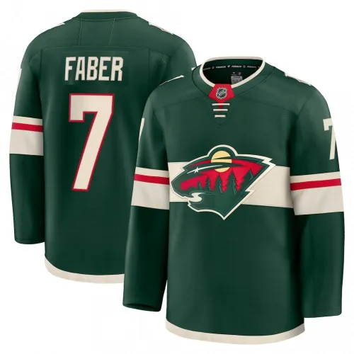 Brock Faber Herren-Premium-Trikot der Minnesota Wild in Grün (Heimtrikot)