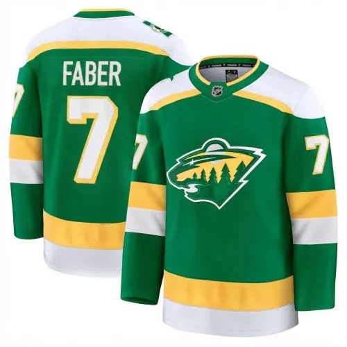 Brock Faber heren-shirt van de Minnesota Wild in groen (alternatief ontwerp), premium-kwaliteit