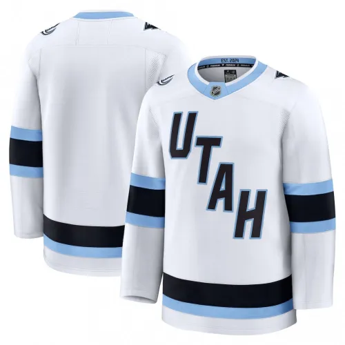 Camiseta de fútbol sin estampado «Utah Mammoth» blanca de visitante para hombre, modelo Premium
