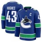 Maillot Premium bleu domicile des Canucks de Vancouver de Quinn Hughes pour homme
