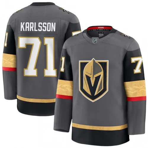 Camisola Premium Alternativa Cinzenta dos Vegas Golden Knights de William Karlsson para Homem