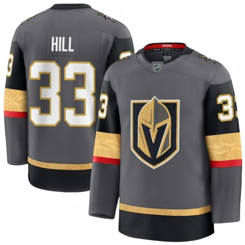 Maglia Premium da uomo Adin Hill dei Vegas Golden Knights, grigia, versione alternativa